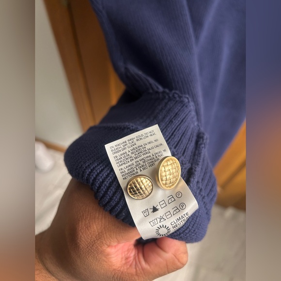 Reformation Large Catalina  Cotton Mini Dress size L Navy with Gold Details - Picture 10 of 10